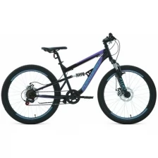 Подростковый велосипед Forward Raptor 24 2.0 D, год 2022, ростовка 15, цвет Черный-Фиолетовый