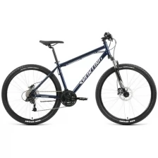 Велосипед FORWARD SPORTING 27,5 3.2 HD (27,5" 24 ск. рост. 17") 2022, темно-синий/серебристый, RBK22