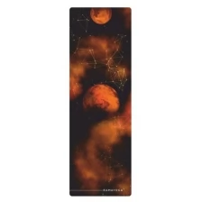 Коврик для йоги RamaYoga Fire Elements Collection, 183х60х0.35 см оранжевый/черный надпись