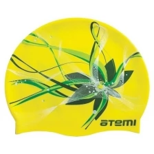 Шапочка для плавания Atemi, силикон, белая (цветок), Psc414
