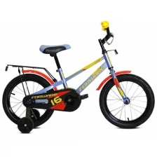 Детский велосипед FORWARD Meteor 12 2020, серо-голубой/оранжевый, рама One size