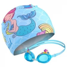 Набор детский «Русалка», шапка + очки для плавания