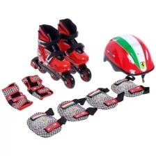Роликовые коньки детские Ferrari с защитой, размер 29-32, цвет красный (7039613)