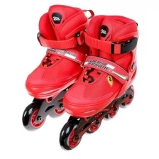 Роликовые коньки детские Ferrari размер 34-37, колеса полиуретан, ABEC 7, цвет красный (4094011)