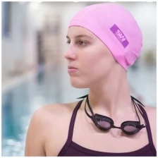 Тканевая шапочка для плавания / бассейна SwimRoom “Lycra”, размер 52-56, цвет розовый
