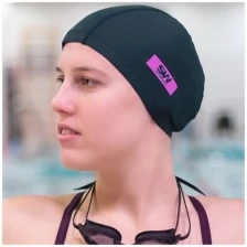 Тканевая шапочка для плавания / бассейна SwimRoom “Lycra”, размер 52-56, цвет черный