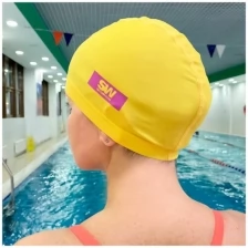 Тканевая шапочка для плавания / бассейна SwimRoom “Lycra”, размер 52-56, цвет желтый