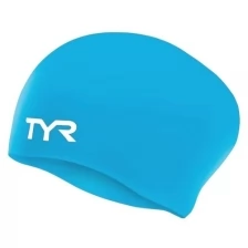 Шапочка для плавания TYR Long Hair Wrinkle-Free Silicone Junior Cap, силикон, голубой (LCSJRL/420)