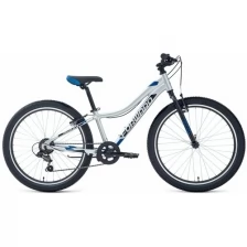 Велосипед FORWARD TWISTER 24 1.0 (24" 7 ск. рост 12") 2020-2021, серебристый/синий, RBKW1J347015