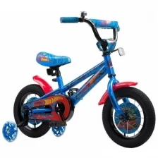 Велосипед детский двухколесный 12" Hot Wheels сине-красный со светящимися боковыми колесами