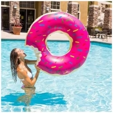 Надувной круг для плавания Большой Розовый пончик, 120 см