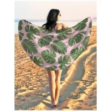 Парео и Пляжный коврик JoyArty "Листья папортника", трикотаж 150 см