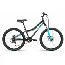 Велосипед ALTAIR MTB HT 24 2.0 D (24" 6 ск. рост. 12") 2022, черный/бирюзовый, RBK22AL24094