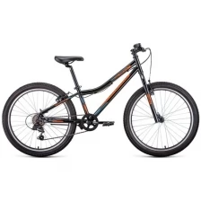 Велосипед FORWARD TITAN 24 1.0 (24" 6 ск. рост. 12") 2022, черный/ярко-оранжевый, RBK22FW24017