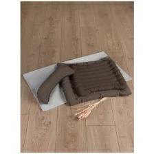 Набор подушек для йоги BIO-TEXTILES сидушки ЭКО + Полумесяц (подушки на стул 40*40 и 50*50, полумесяц) серый с лузгой гречихи