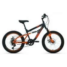 Велосипед ALTAIR MTB FS 20 disc (20" 6 ск. рост 14") 2020-2021, темно-серый/оранжевый, RBKT1F106004