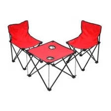 Набор походной мебели складной. Кресло 2 шт : 35*35*57см. Стол: 45*45*38см. Красный