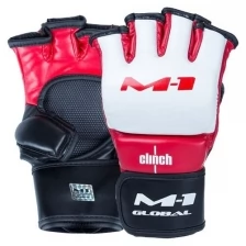 Перчатки для смешанных единоборств Clinch M1 Global Gloves бело-красно-черные (размер L/XL)