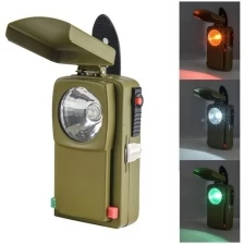 Ретро армейский фонарь светодиодный в металлическом корпусе с защитной крышкой зеленый Filin army green