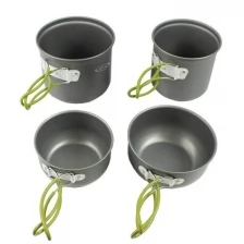 Туристический набор посуды для похода (4 кастрюли), компактный и легкий комплект походной посуды,Shamoon SM-CCS-01