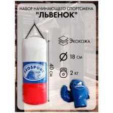 Груша боксерская детская / Набор начинающего спортсмена "Львенок" + боксерские перчатки детские