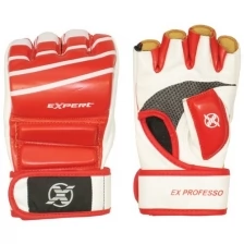 Перчатки для MMA FIGHT EXPERT с защитой пальца для борьбы и ударов размер S, красный