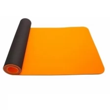 Коврик для йоги 183х61х0,6, TPE, оранжевый, черный