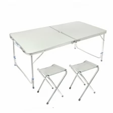 Стол складной и 2 стула в комплекте, набор мебели для кемпинга, стол 90x60 см, белый