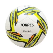 Мяч футбольный TORRES Training,р.4, 32 панели. PU, 4 под. слоя, ручная сшивка, бело-зел