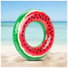 Пляжный надувной круг для плавания прозрачно-красный Арбуз Watermelon для детей, диаметр 60 см