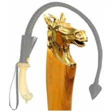 NOBRAND Казачья нагайка из натуральной кожи с навершием в виде лошади (85 см)