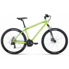 Велосипед FORWARD SPORTING 27,5 2.0 D (27,5" 21 ск. рост. 17") 2022, ярко-зеленый/серебристый, RBK22