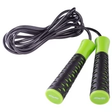 Скакалка BASEFIT RP-103 PVC, 3,05 м, с нескользящей ручкой, черный/зеленый
