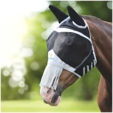 Маска антимоскитная для лошади с ушами и бахромой SHIRES FLY GUARD "Fine", PONY, чёрный (Великобритания)