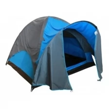 Палатка трехместная с предбанником XFY1705, размер Д330*Ш220*В155, туристичская палатка серо-голубая
