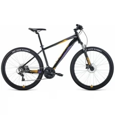 Велосипед FORWARD APACHE 27,5 3.0 disc (27,5" 21 ск. рост 15") 2020-2021, черный/оранжевый, RBKW1M37G037