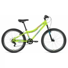 Велосипед FORWARD IRIS 24 1.0 (24" 6 ск. рост 12") 2022, зеленый/бирюзовый