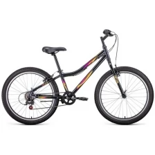 Велосипед FORWARD IRIS 24 1.0 (24" 6 ск. рост 12") 2022, темно-серый/розовый