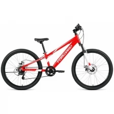 Велосипед FORWARD RISE 24 2.0 disc (24" 7 ск. рост 11") 2020-2021, красный/белый, RBKW1J347010