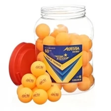 Мячи для настольного тенниса AURORA 60 штук в банке, оранжевые, одна звезда
