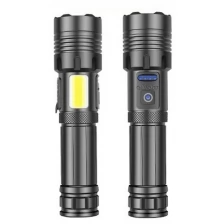 Мощный фонарь аккумуляторный с функцией зума и боковым светильником / тактический фонарик LED Zoom