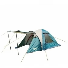 Палатка 4 местная, палатка с тамбуром, палатка туристическая кемпинговая, 2 входа, 1 комната, тамбур с навесом
