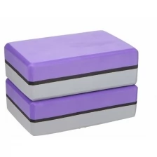 Блок для йоги ZDK 23x15x8см, комплект из 2шт, фиолетово-серый