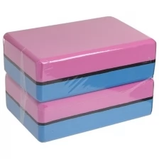 Блок для йоги ZDK 23x15x8см, комплект из 2шт, розово-голубой