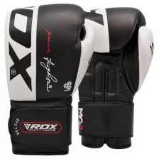 Боксерские перчатки RDX LEATHER S4 BLACK для рукопашного боя, кикбоксинга/Перчатки для бокса