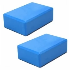 Блок для йоги ZDK 23х15х8см, комплект из 2шт, голубой