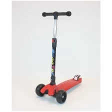 Самокат Детский Scooter 3х колёсный музыкальный со светящейся декой и колесами, красный