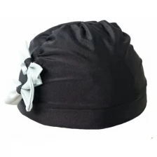 Шапочка для плавания текстильная "Шарлиз" черная с серым бантом PlaceUp
