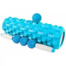 Массажный набор для йоги и фитнеса CLIFF в чехле (ролик массажный MODERATE M, массажер, мяч), голубой