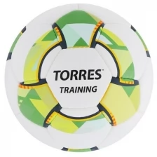 Мяч футбольный TORRES Training, размер 4, 32 панели, PU, 4 подкладочных слоя, ручная сшивка, цвет белый/зеленый